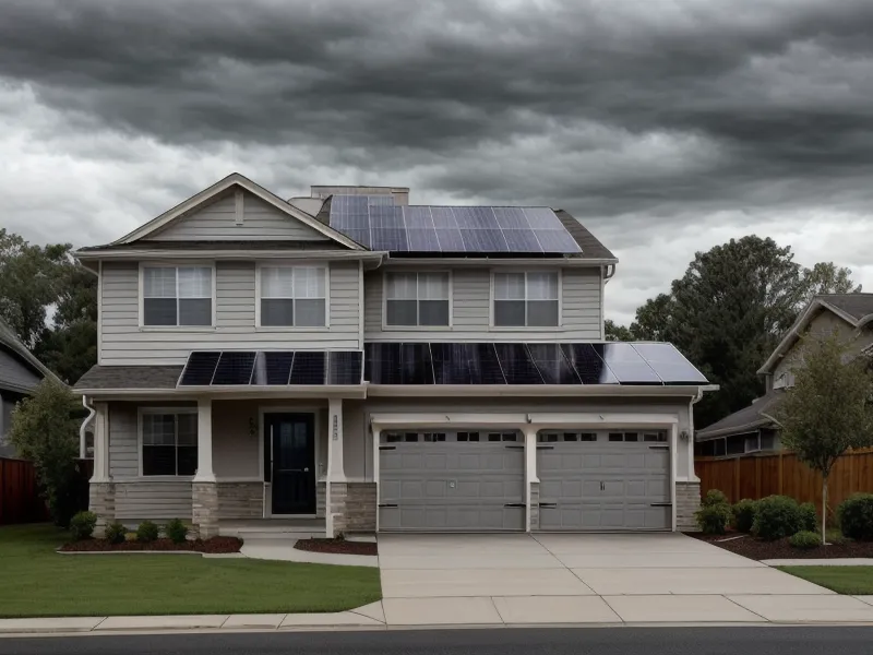 Family backup battery station powering a home during a Houston-area outage as part of a 12-month home energy independence plan