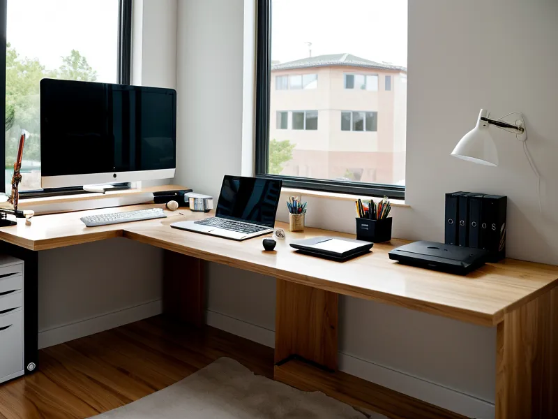 Home office desktop computer kept running by a battery backup during a Houston blackout