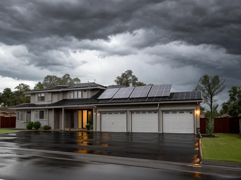Compact fuel-less backup power unit on a high-rise Houston balcony, an energy-independence option for apartments