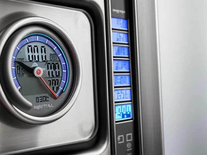 Medical fridge thermometer reading a safe temperature during a home power solutions test for insulin storage