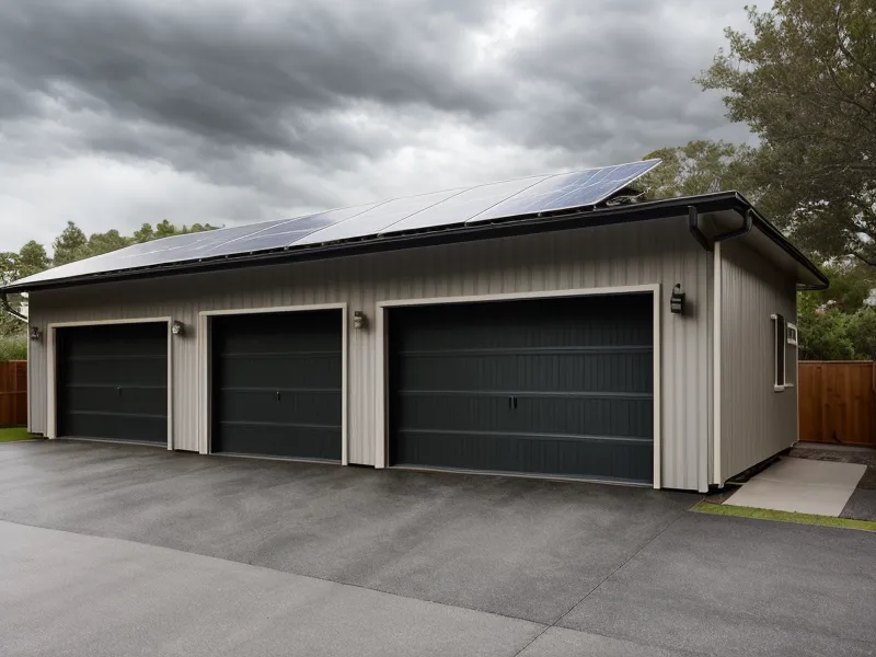 Home office workstation staying powered by emergency backup energy storage during a Houston storm