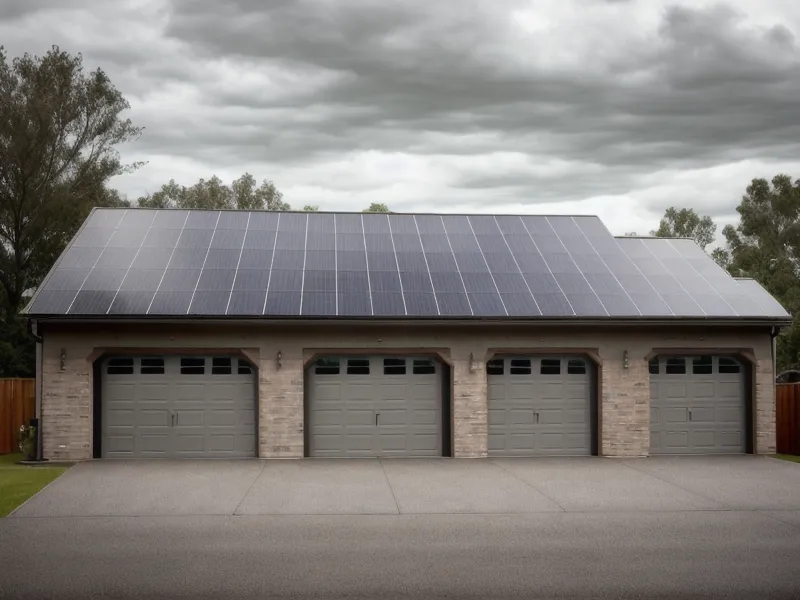 A heavy gas generator and stored fuel cans in a suburban Houston garage, the oversized emergency-power setup this family outgrew.