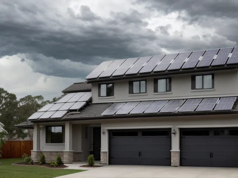 A propane-powered generator on a backyard patio, the quieter energy-redundancy tier of a family's backup power plan.