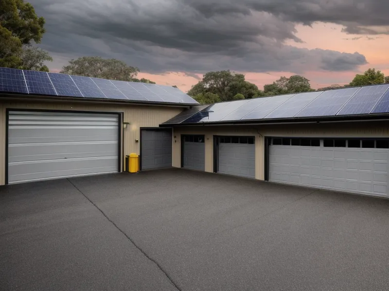 Green charged indicator light on an off-grid-living backup power system inside a lit Houston home